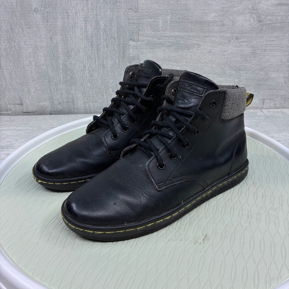 Dr. Martens Maelly Boots Women's 8 Lead Black Overdyed Twill‎ Canvas Lace Up